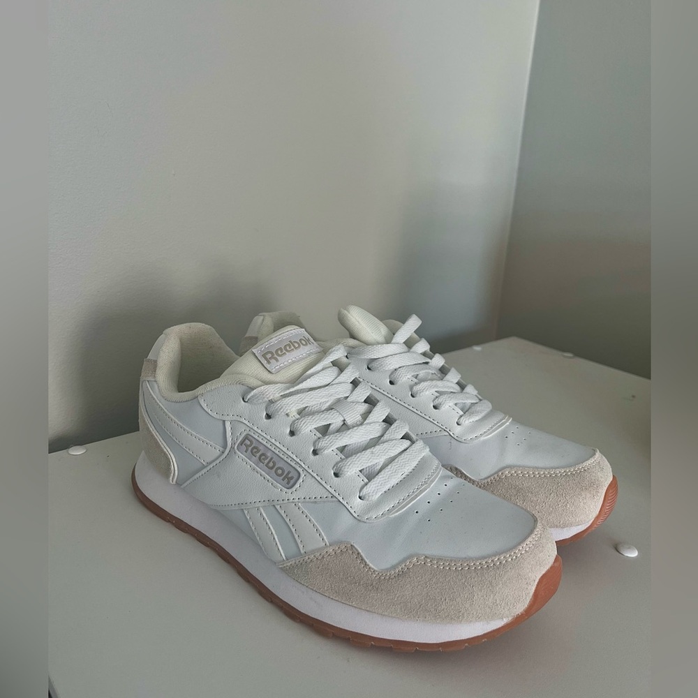 Reebok White and Tan Sneakers